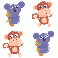 Online Memo Spiel mit 18 Bilderpaaren, dem Karten Motiv Niedliche Tierbabys und 43 Gewinnpunkten