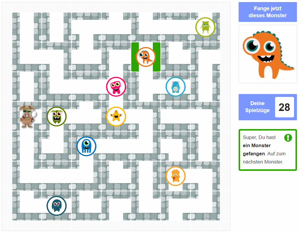 Monster Labyrinth Spiel Rätsel Hilfe