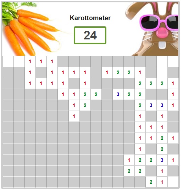 Minesweeper Spiel mit 24 Karotten in 192 Rätsel Feldern