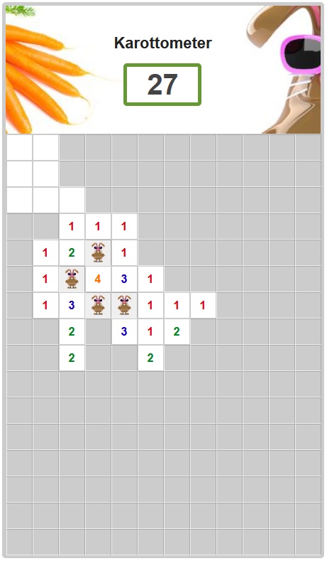 Minesweeper Spiel mit 31 Karotten in 192 Rätsel Feldern