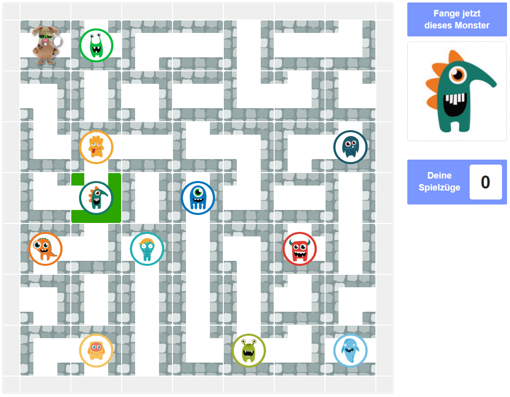 Monster Labyrinth Spiel mit 11 Monstern