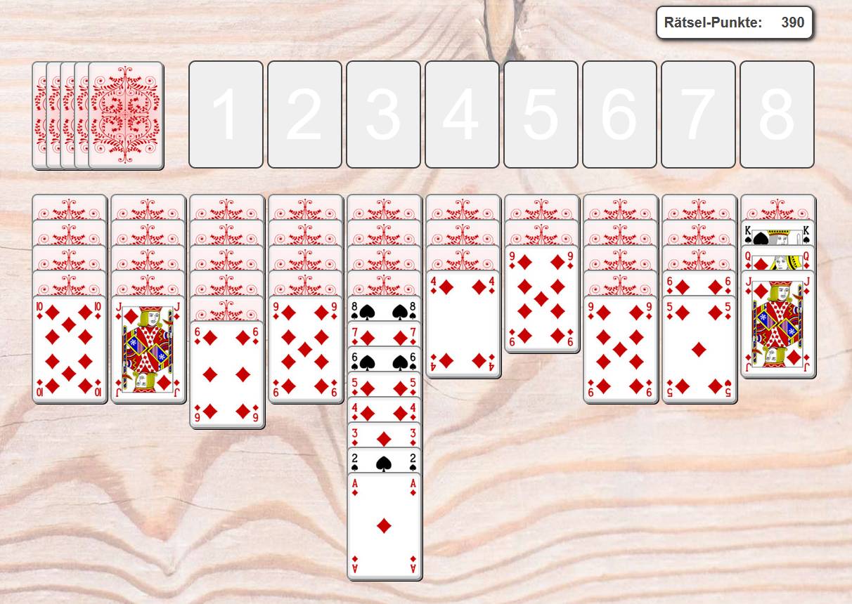 Spider Solitaire Kartenspiel mit zwei Kartenfarben