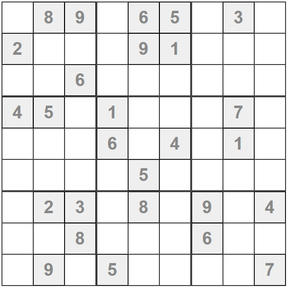 Sudoku Rätsel mit 27 vorbelegten Zahlen