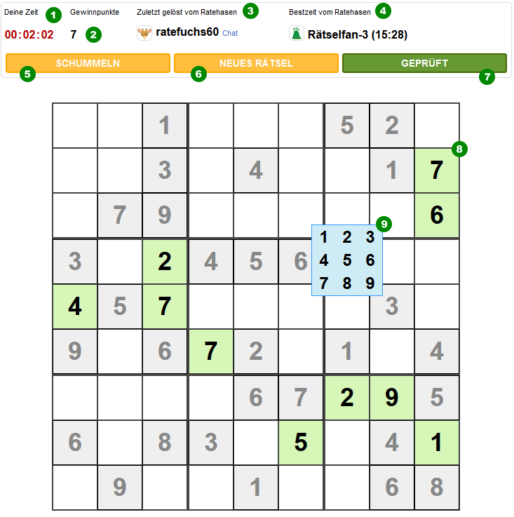 Spiele jetzt das kostenlose Sudoku online Rätsel