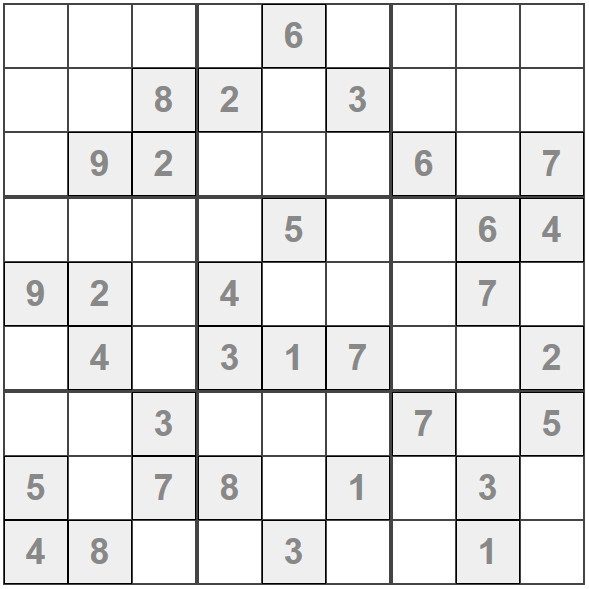 Sudoku mit 32 vor belegten Zahlen