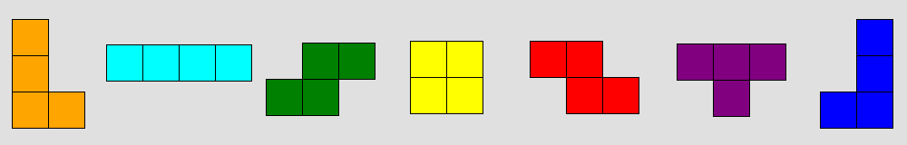 Dies Blockformen gibte es beim Tetris Spiel