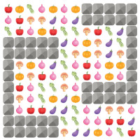 Online Veggie Crash Spiel mit dem Level »Zick und Zack«