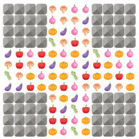 Online Veggie Crash Spiel mit dem Level »Kreuzfeld«