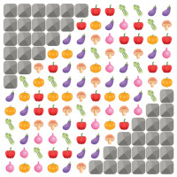 Online Veggie Crash Spiel mit dem Level »Querfeldein«