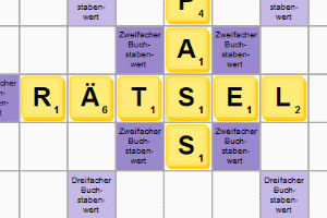 Beim Wörter Puzzle Rätsel sollen mit den vorgegebenen Buchstaben sinnvolle Wörter gebildet werden. Mit zufällig gezogenen Buchstaben werden Wörter auf dem Spielbrett gelegt und dabei die verschiedenen Bonusfelder für die maximale Punktzahl belegt.
