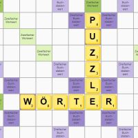 Finde im Wörter Puzzle Rätsel sinnvolle Wörter mit den vorgegebenen Buchstaben